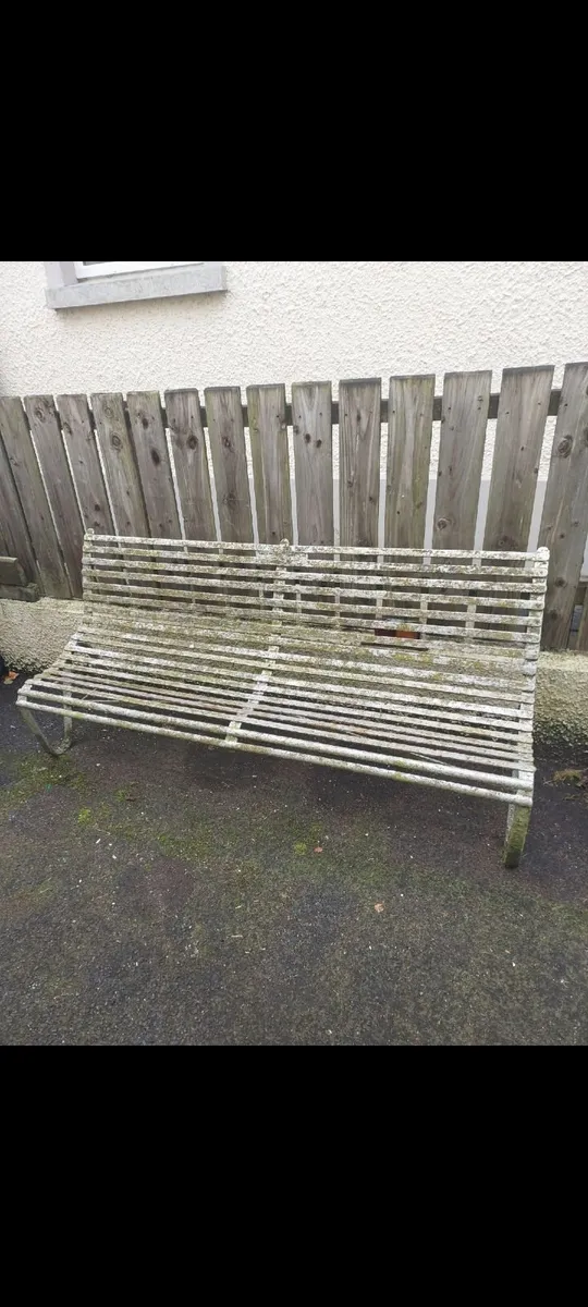 Antique Cast Iron "Strapwork" Garden Bench Seat - Image 4
