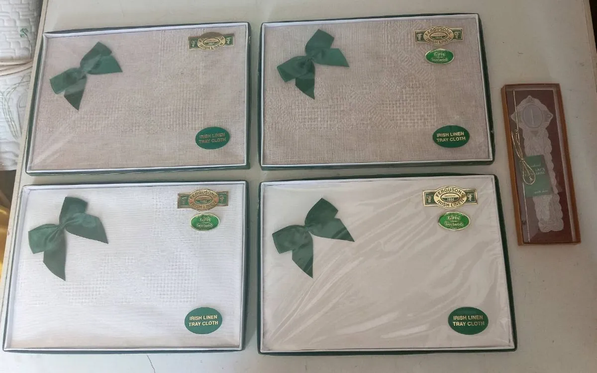 Four Vintage Ferguson Linen Traycloths - Image 2