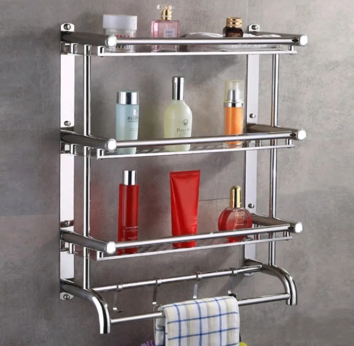 NEW 3 Tier Stainless Steel Bathroom Towel Rack - Image 1
