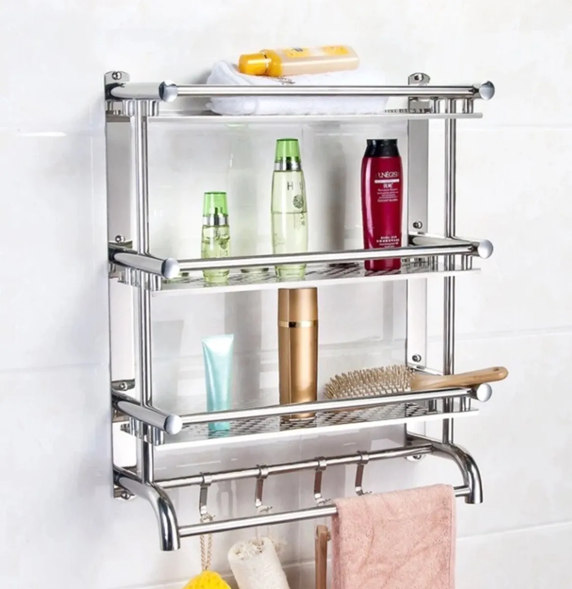 3 Tier Bathroom Towel Rail Shelf NEW - Image 4