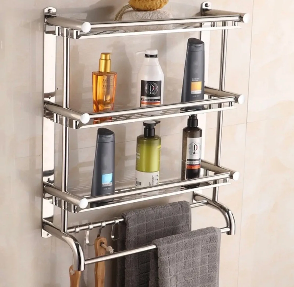3 Tier Bathroom Towel Rail Shelf NEW - Image 1