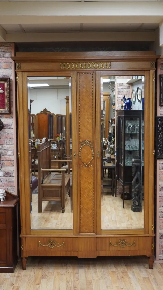 Antique French Mirrored Armoire Press / Wardrobe - Image 2