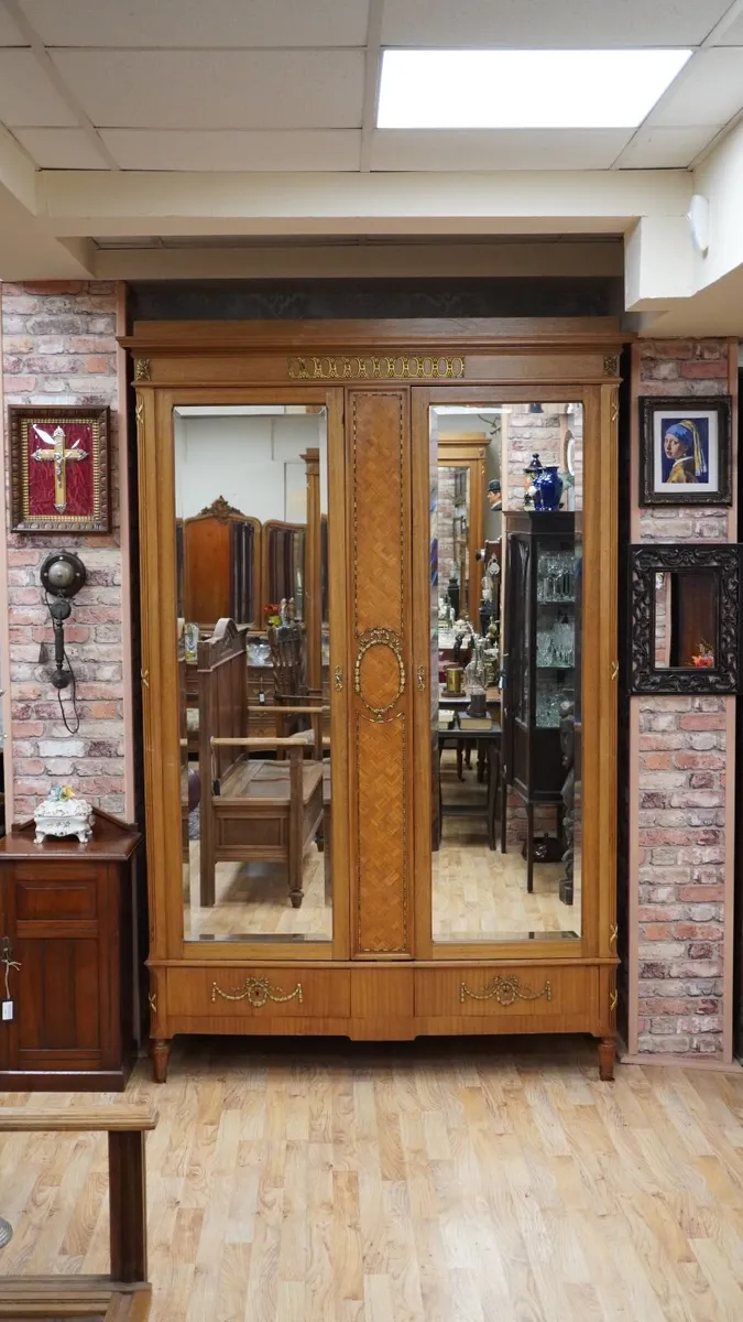 Antique French Mirrored Armoire Press / Wardrobe - Image 1