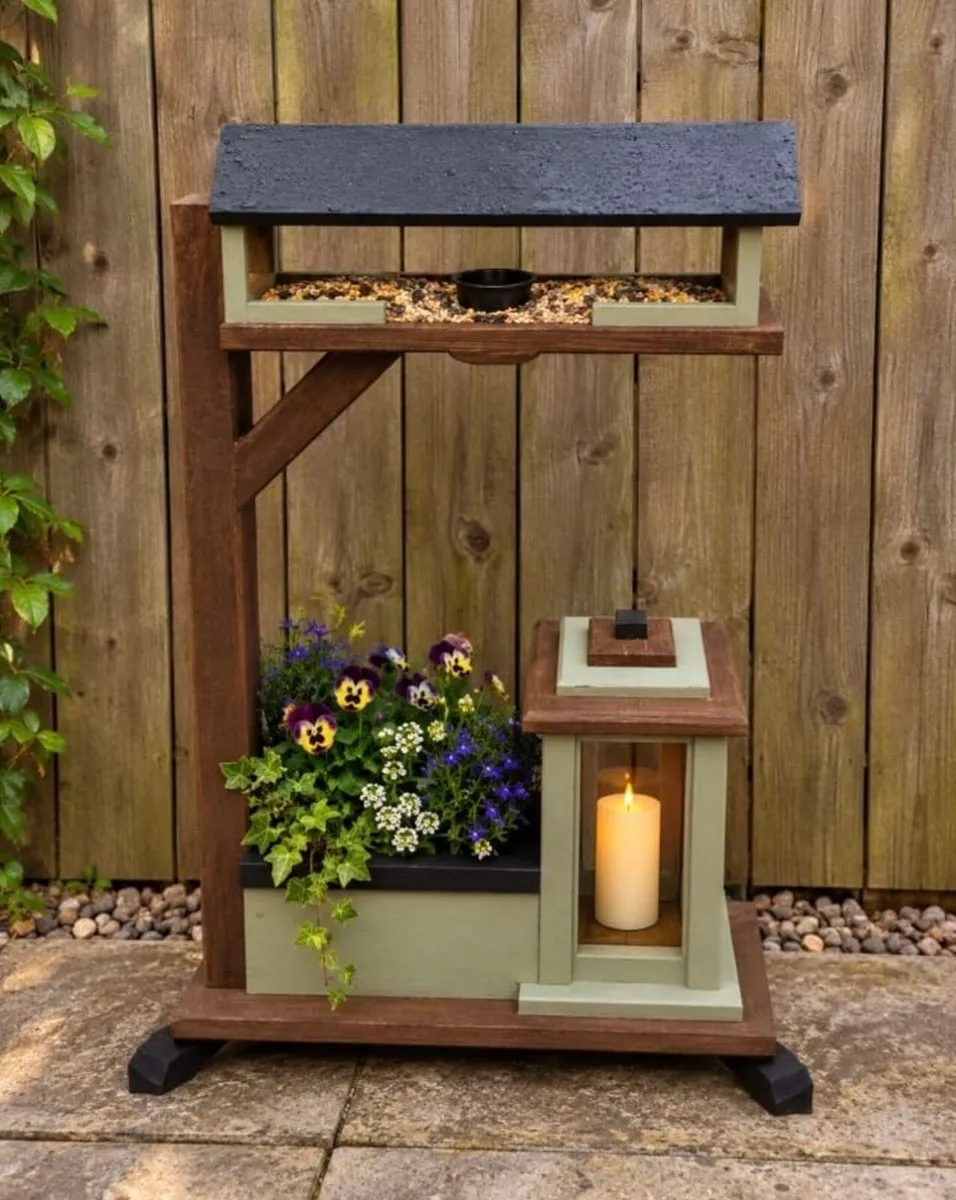 Garden Planter With Bird Feeder & Watering Station
