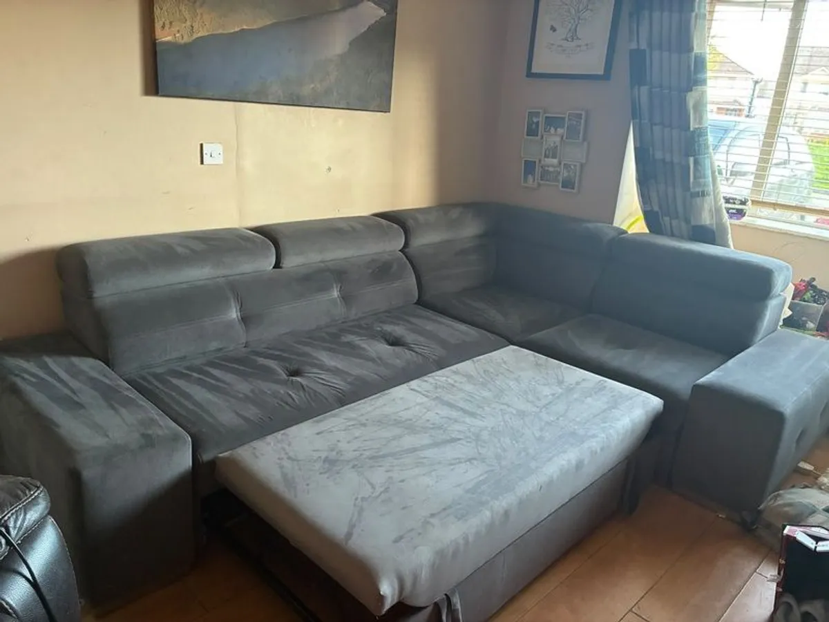 Large Grey Corner Sofa  Pull-Out Bed - Image 2