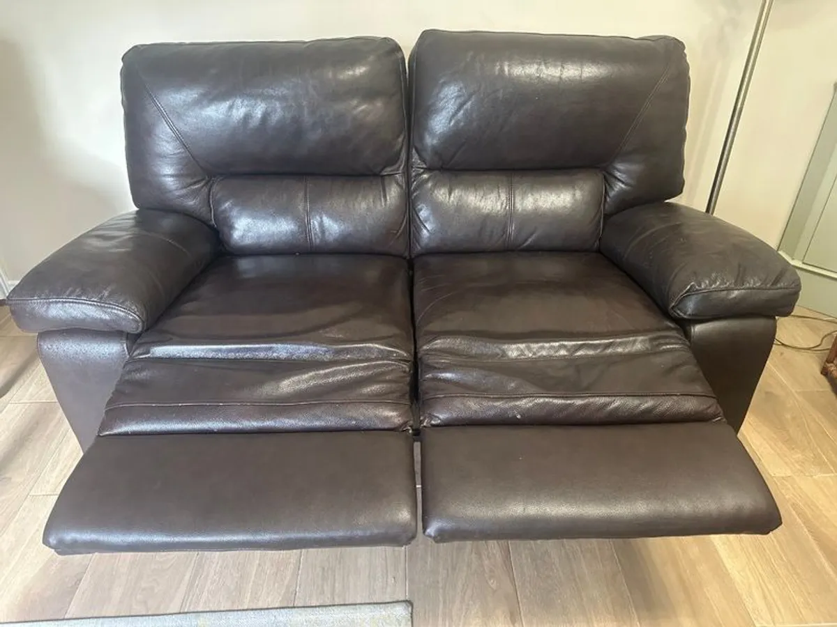 2 Seater Leather Recliner and Armchair For Sale - Image 2