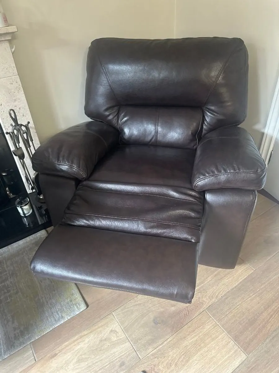 2 Seater Leather Recliner and Armchair For Sale - Image 3