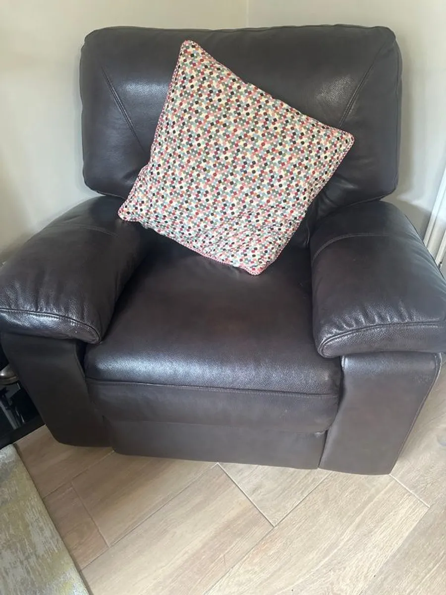2 Seater Leather Recliner and Armchair For Sale - Image 4