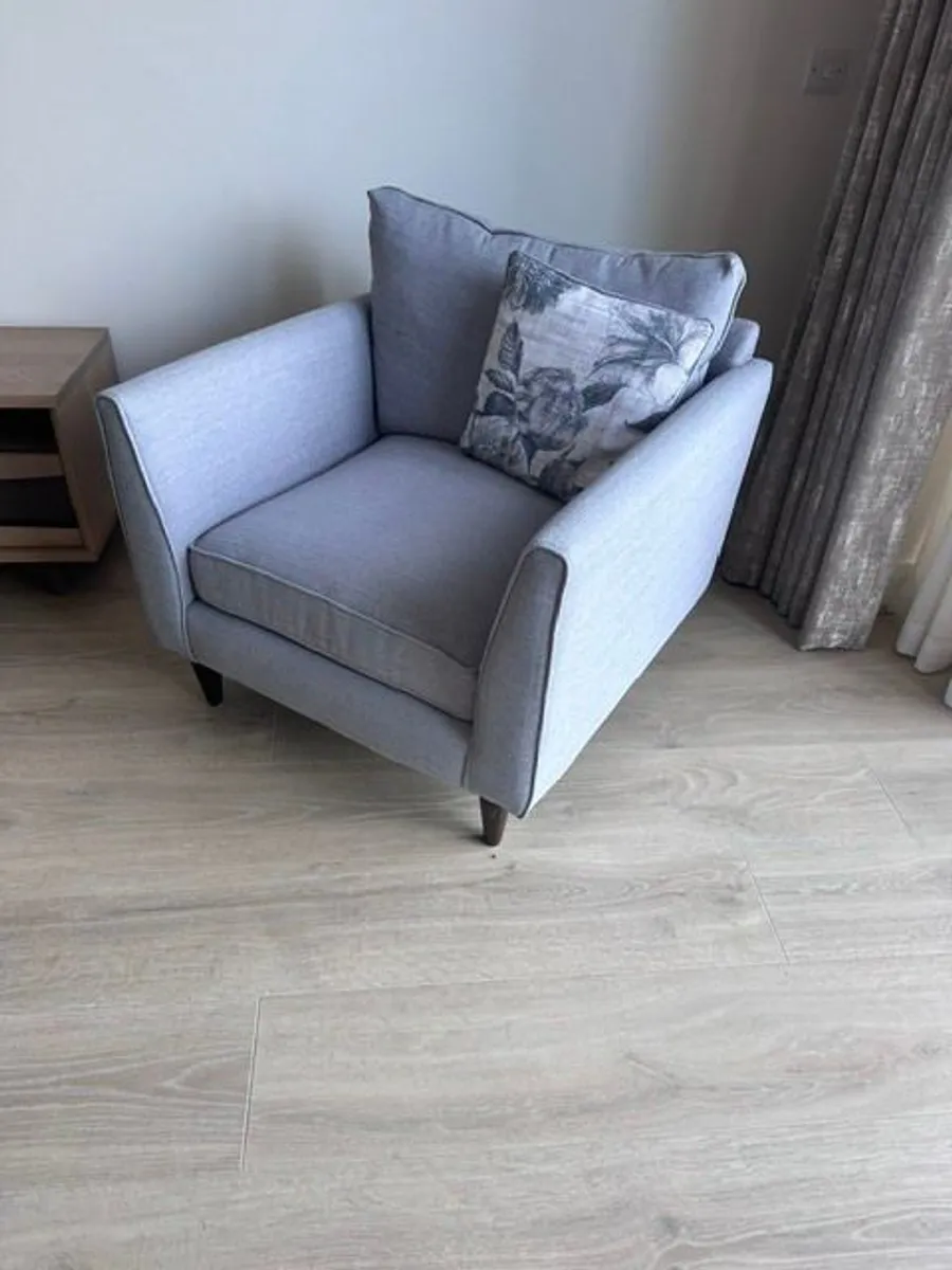 Blue / Grey Fabric Armchair
