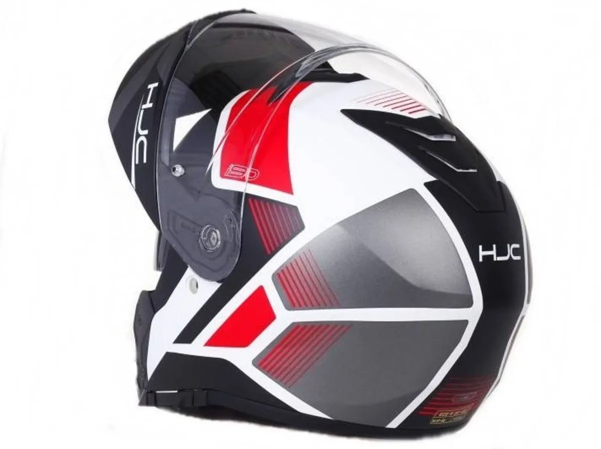 HJC I90 HOLLEN FLIP RED Motorcycle Helmet - Image 2