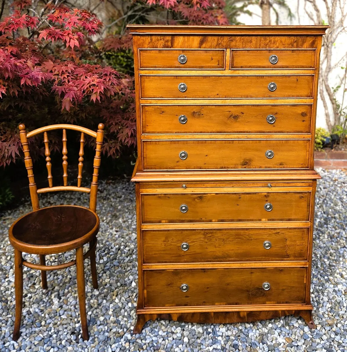 Vintage Walnut Tallboy Chest - Image 2