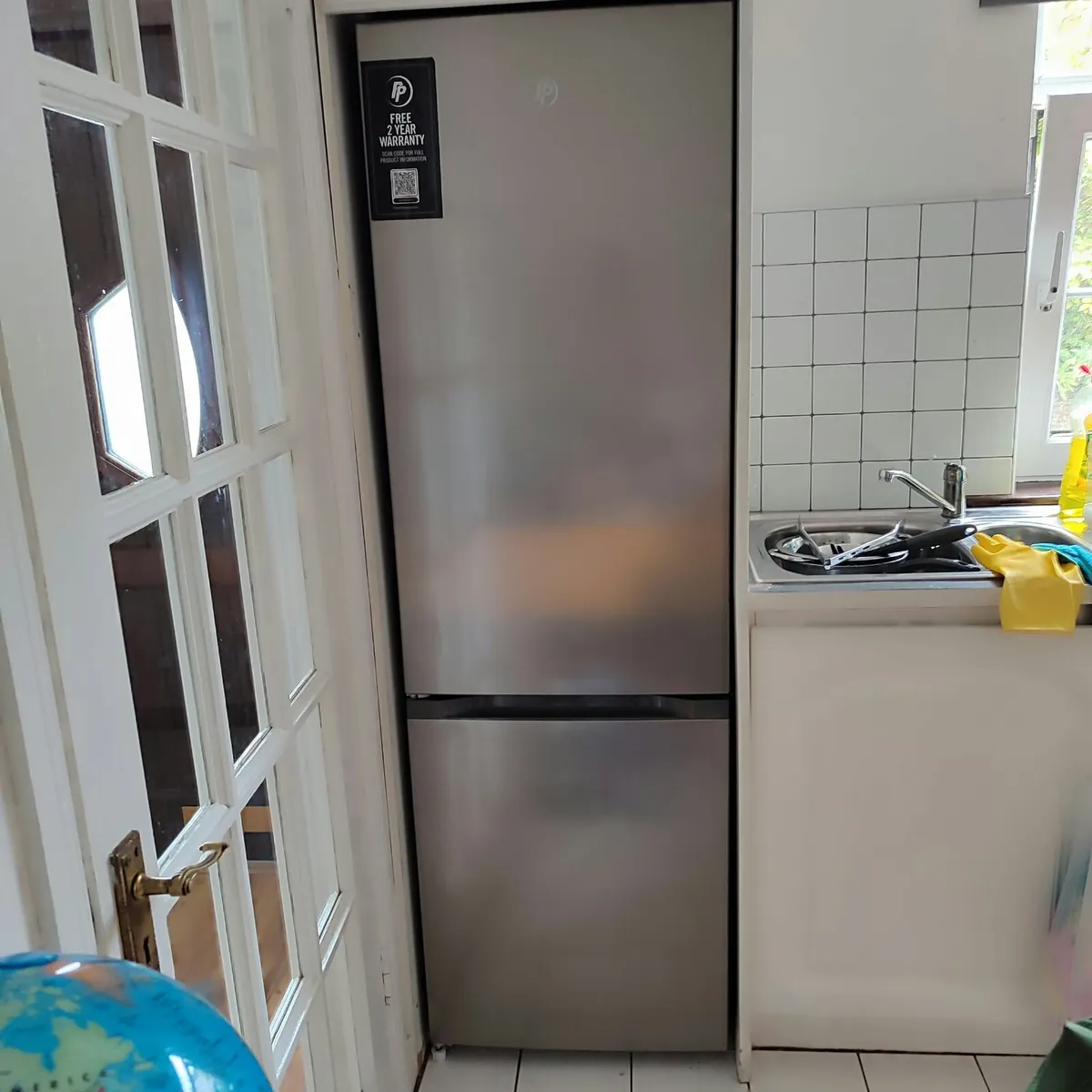 Freestanding Tall Fridge Freezer – Silver - Image 1
