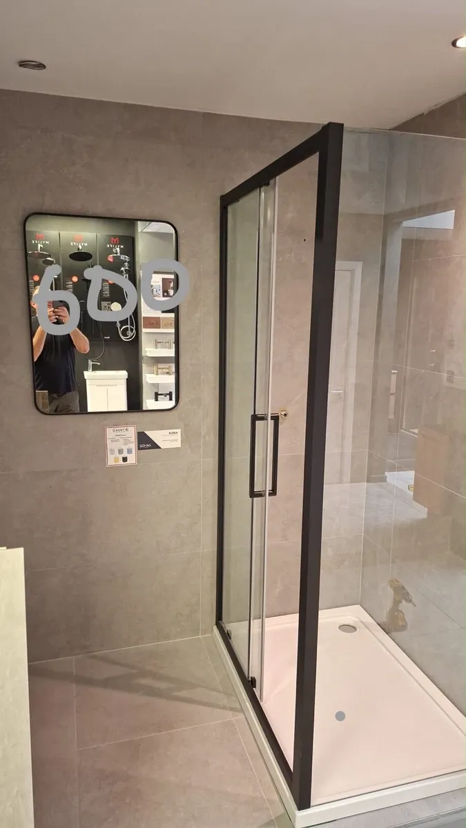 X display shower door shower tray  and mirror