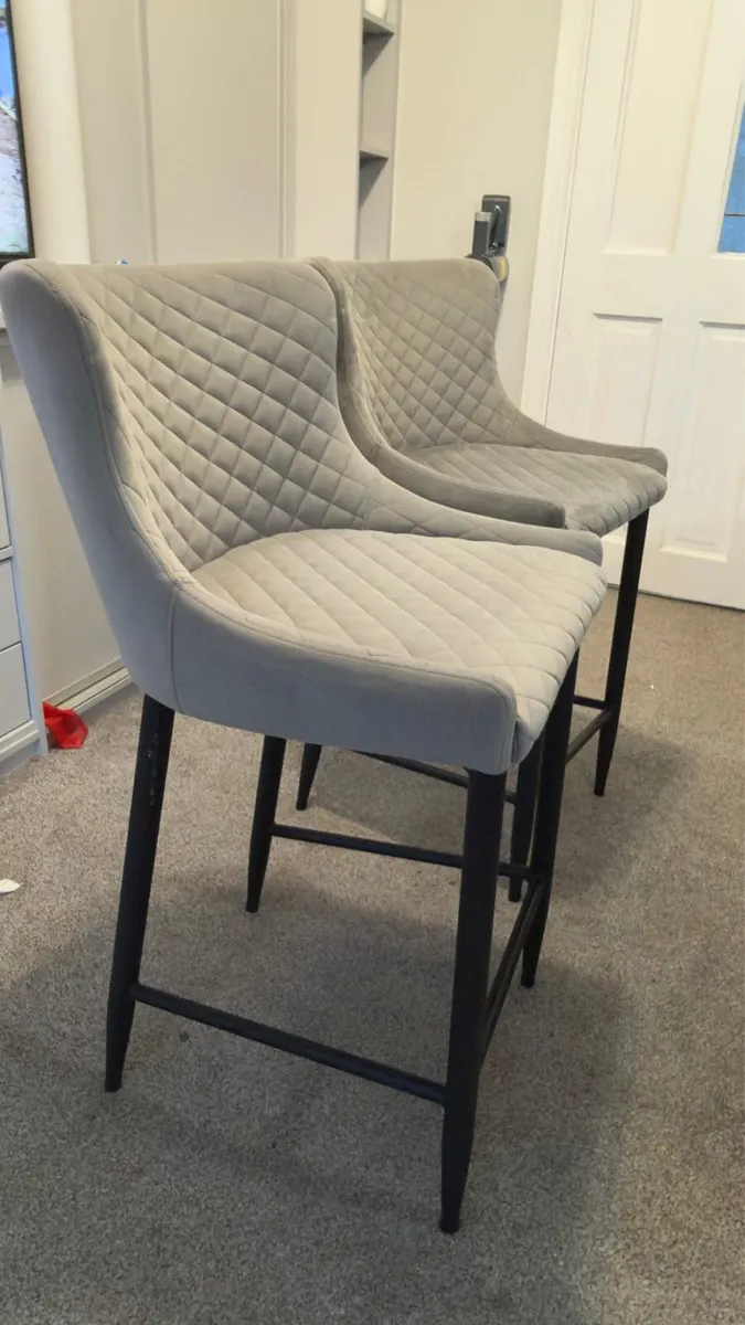 2 Velvet bar stools - Image 3