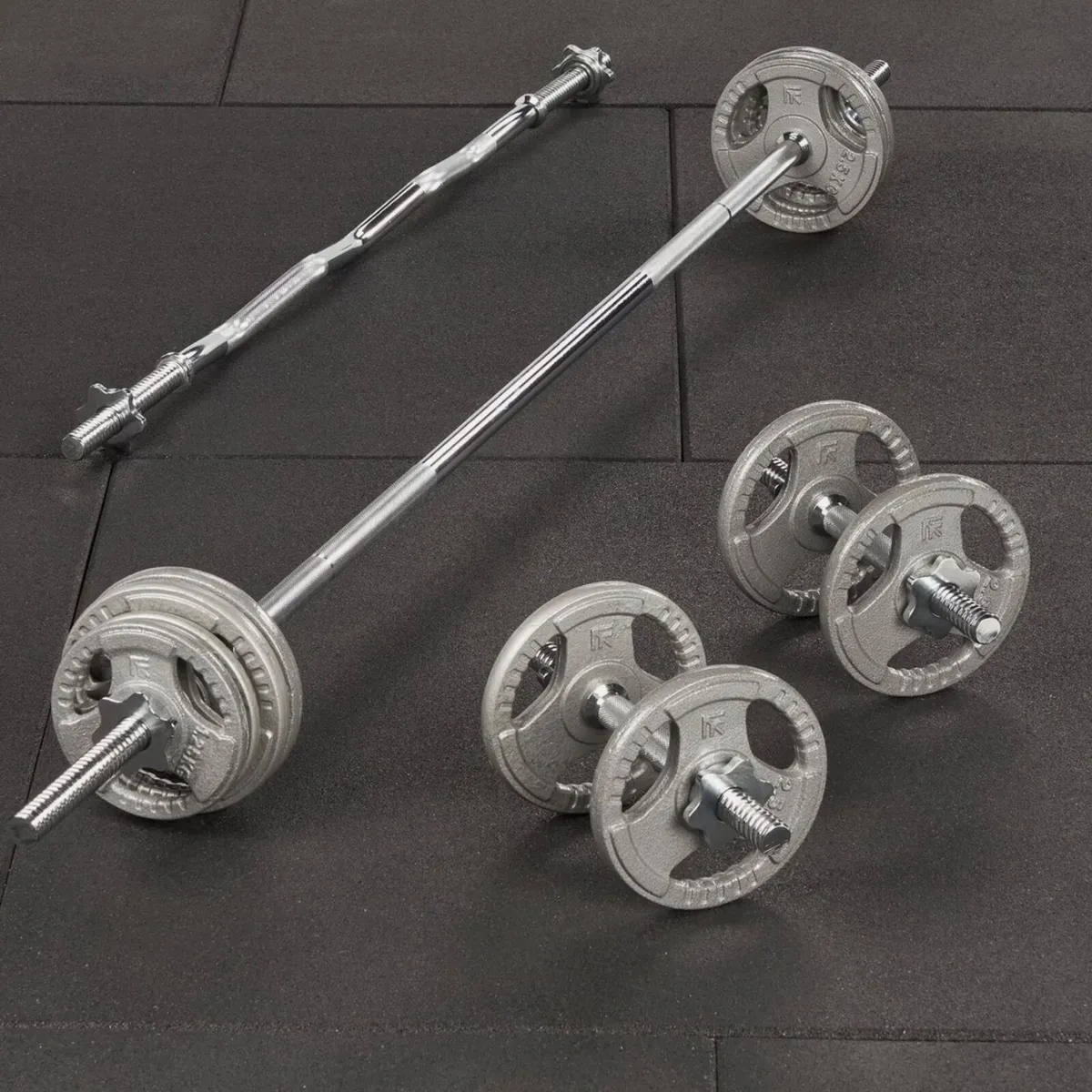 Mirafit Spinlock Dumbbell, Barbell and Plates Set - Image 4