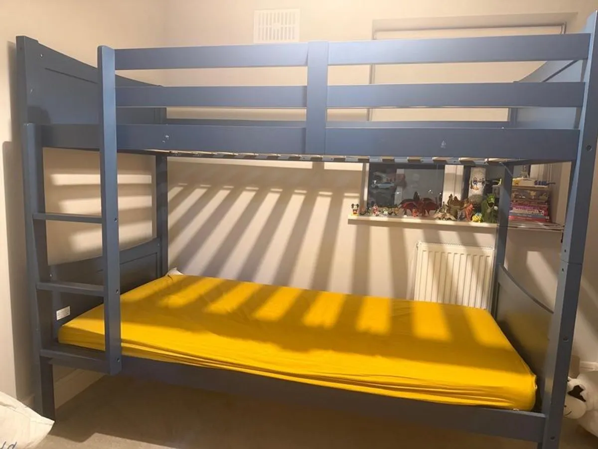 New Harvey Norman Bunk Bed (Teal/Blue) + Brand New Mattress - Image 1