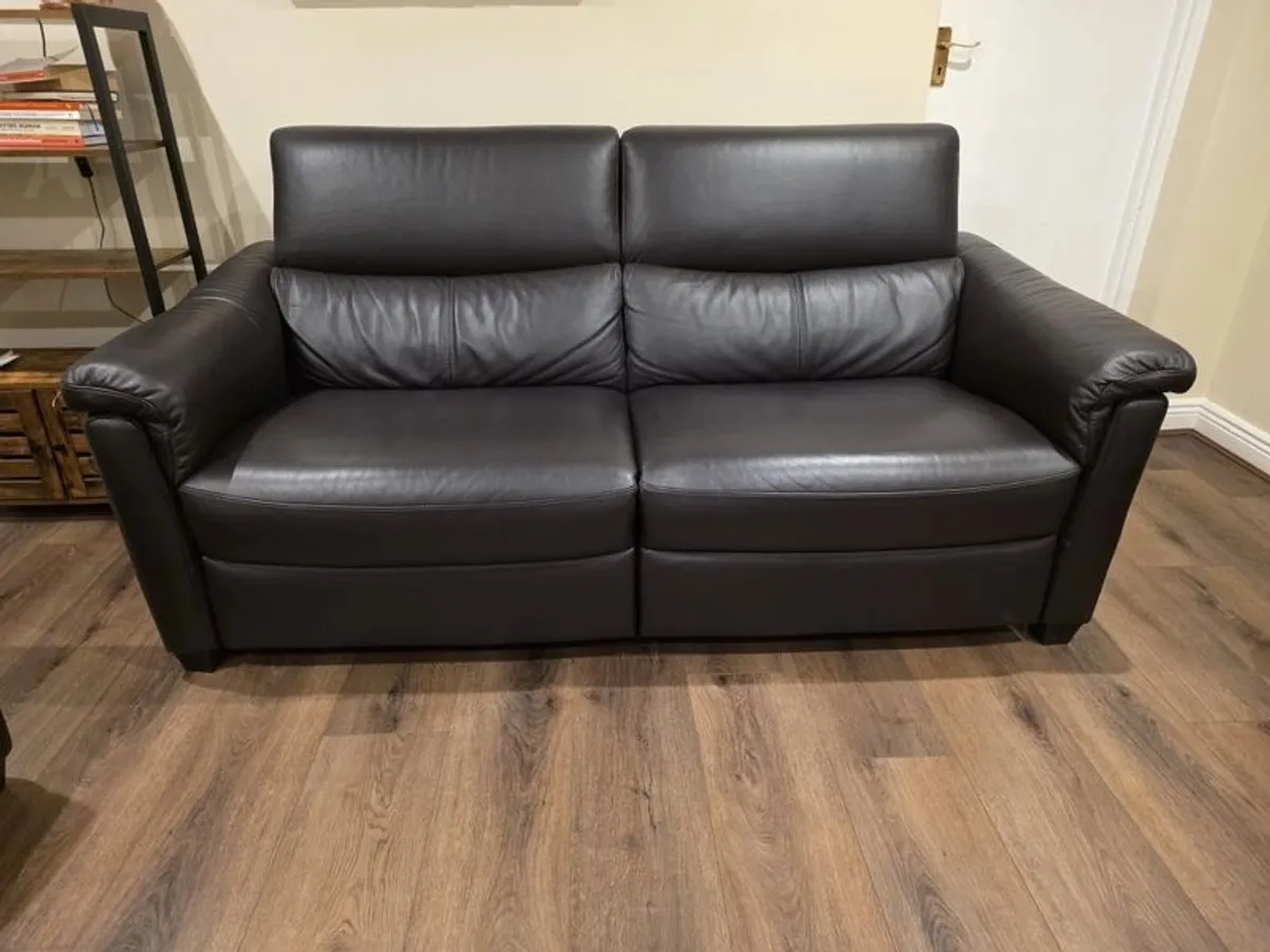 Natuzzi Brown Leather 3 seater recliner n 2 seater - Image 1