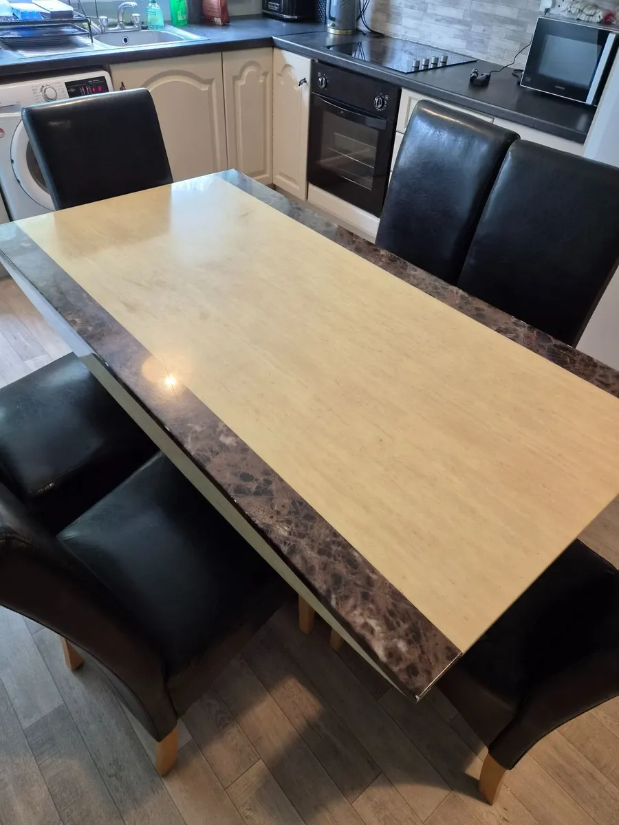 Large Marble Table and Chairs - Image 1