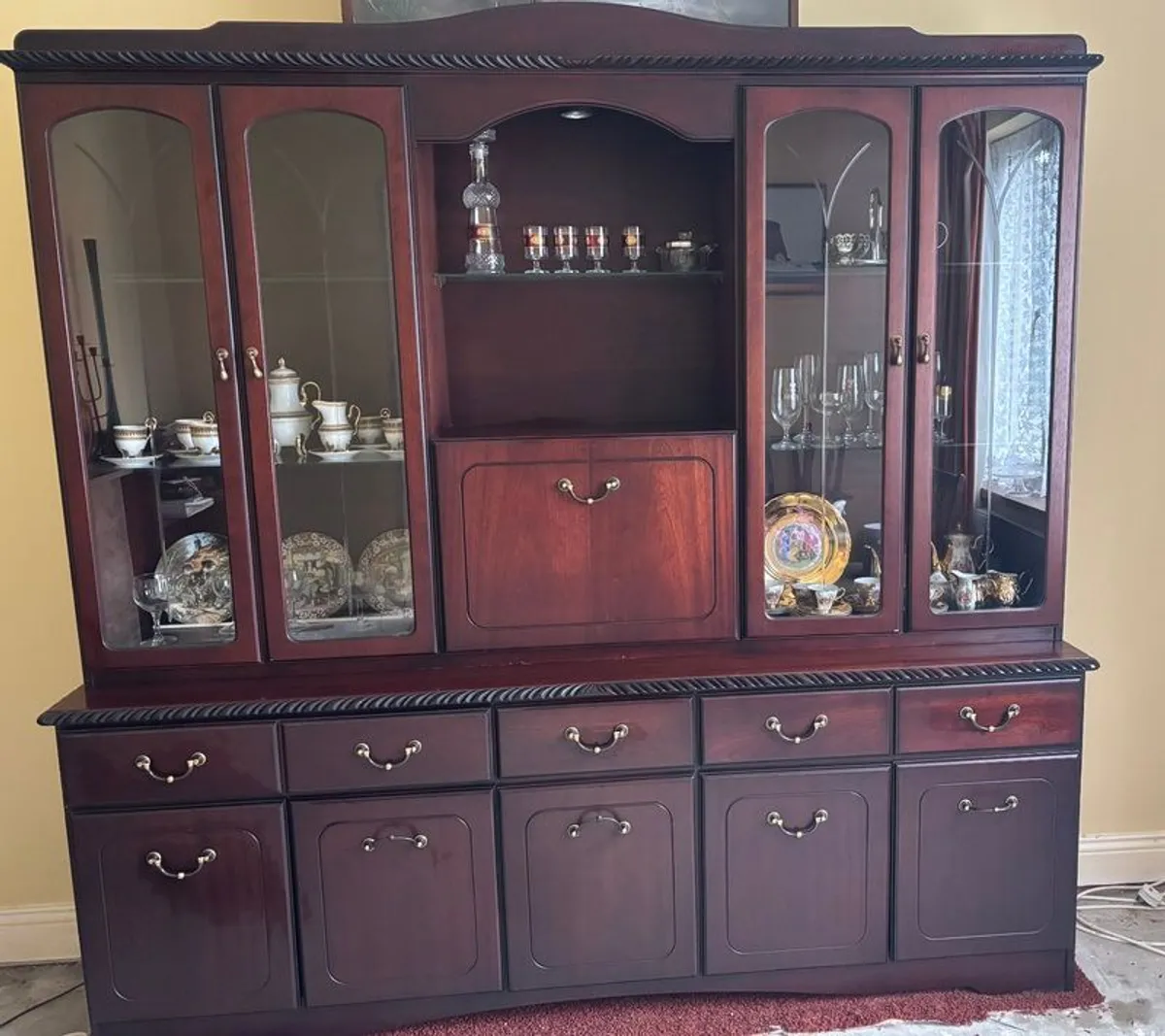 Glass Display Dark Wood Cabinet - Image 1