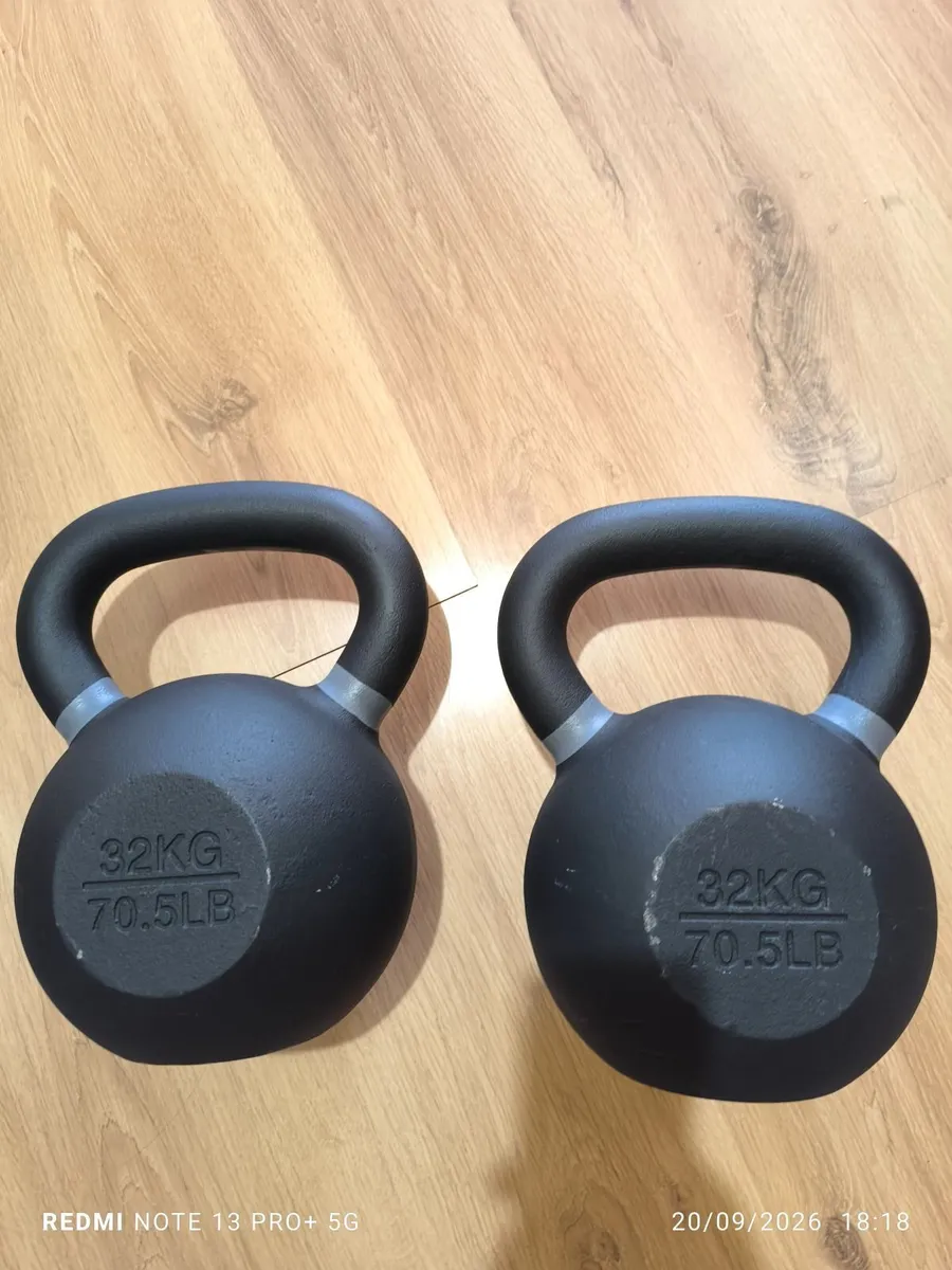 32 kg kettlebells each
