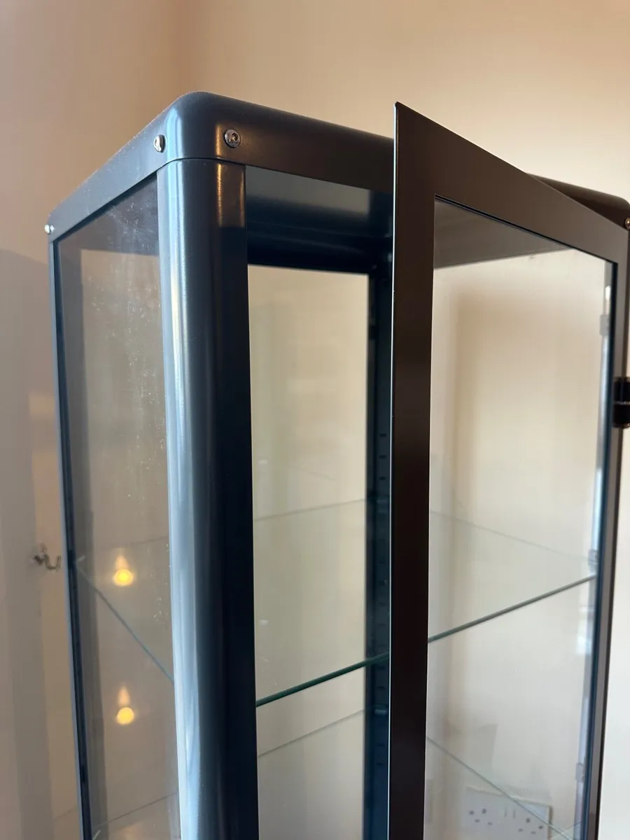 IKEA FABRIKÖR Glass Display Cabinet – Dark Grey - Image 4