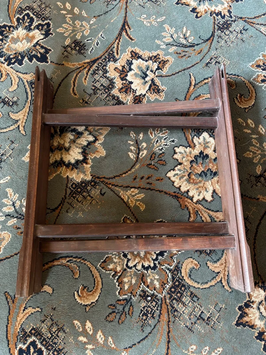 Antique Mosq Card Table with oak folding stand - Image 4