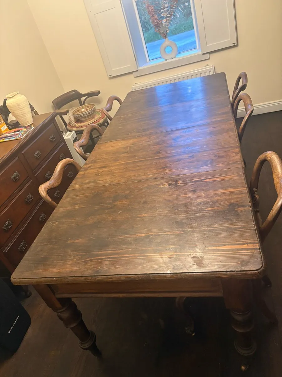 Large Solid Oak Dining Table & 8 Chairs - Image 3