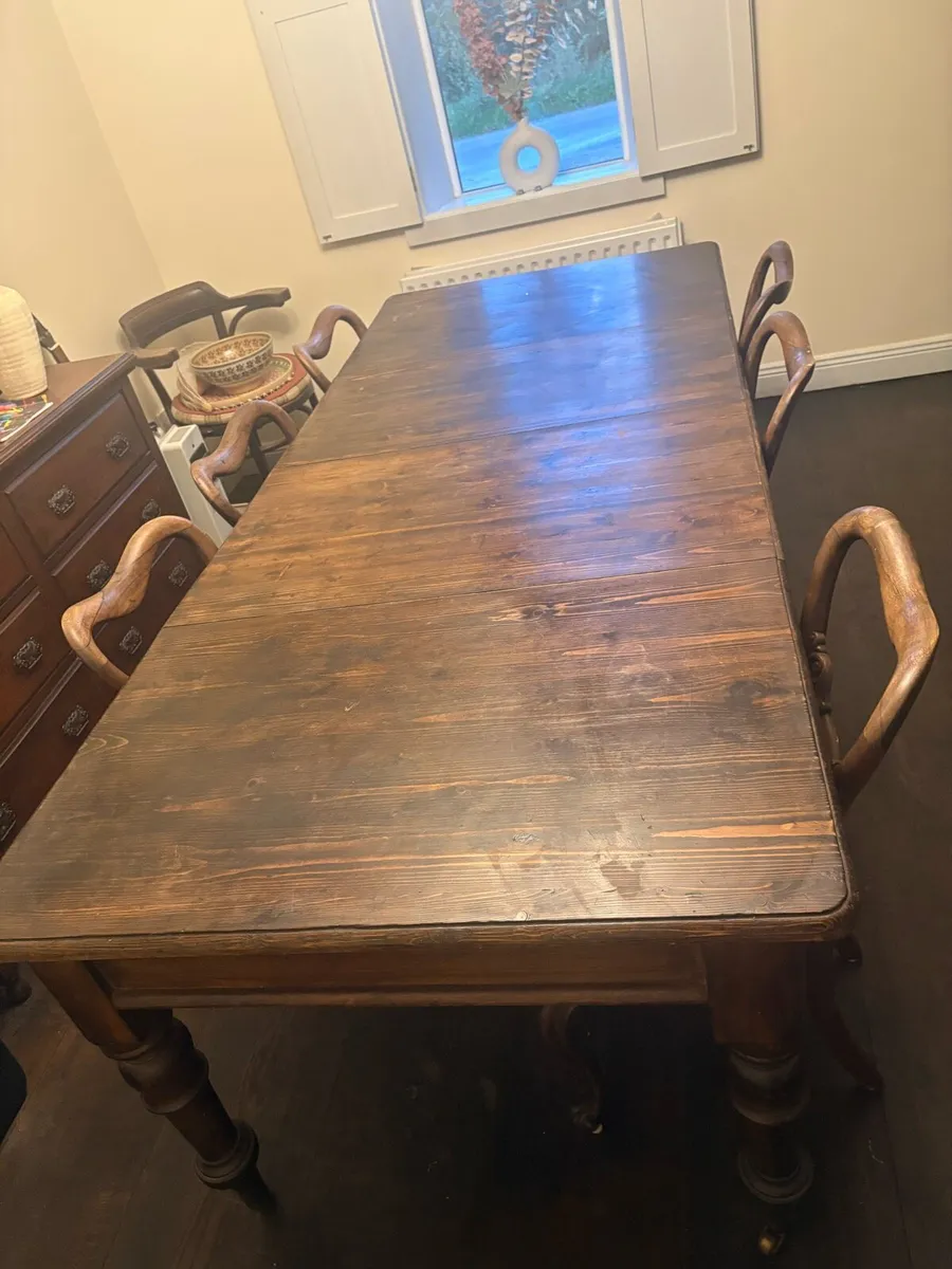 Large Solid Oak Dining Table & 8 Chairs - Image 2