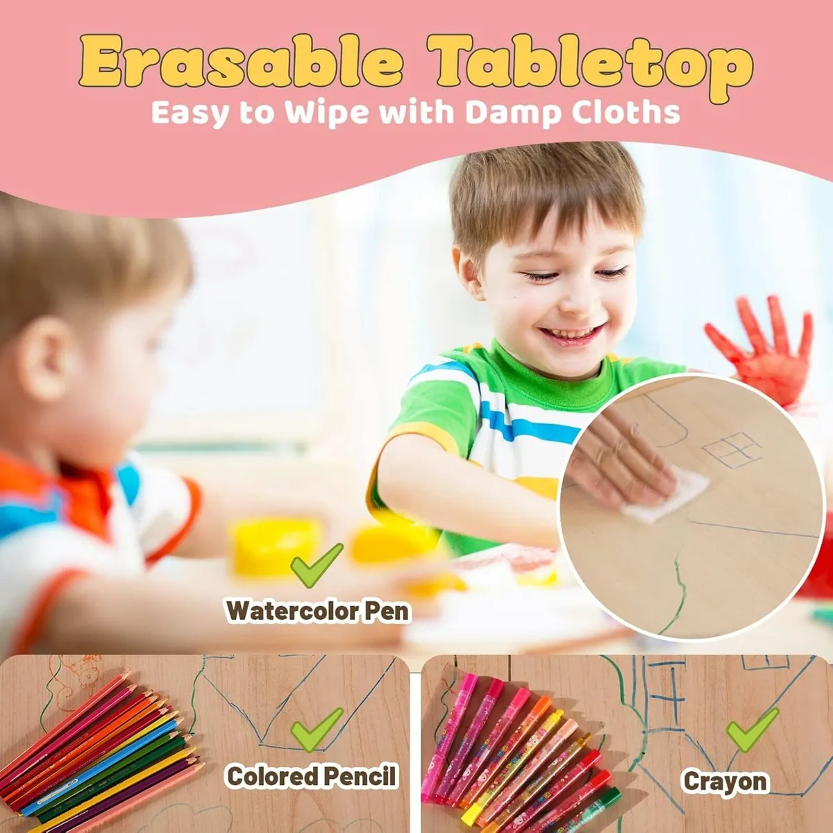 Kids Table and 2 Chairs Set Height Adjustable - Image 4