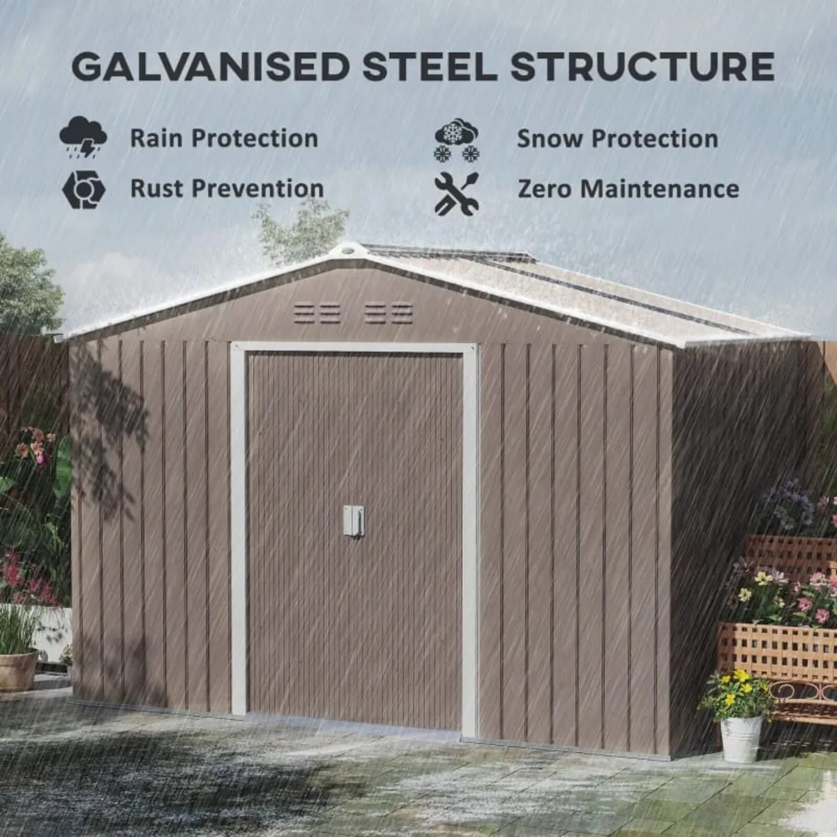 Metal Tool Shed with Sliding Doors and Ventilation - Image 3