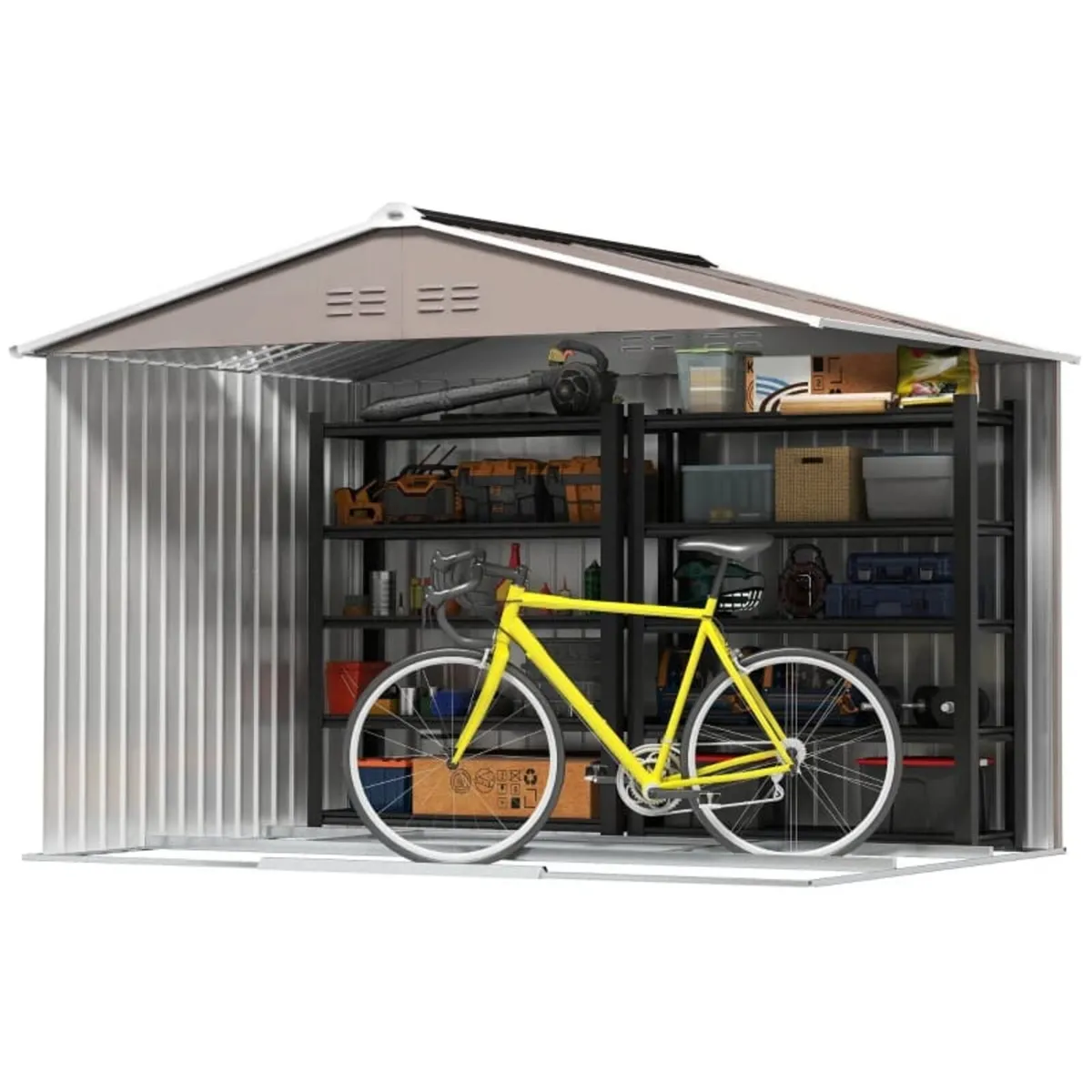 Metal Tool Shed with Sliding Doors and Ventilation - Image 4