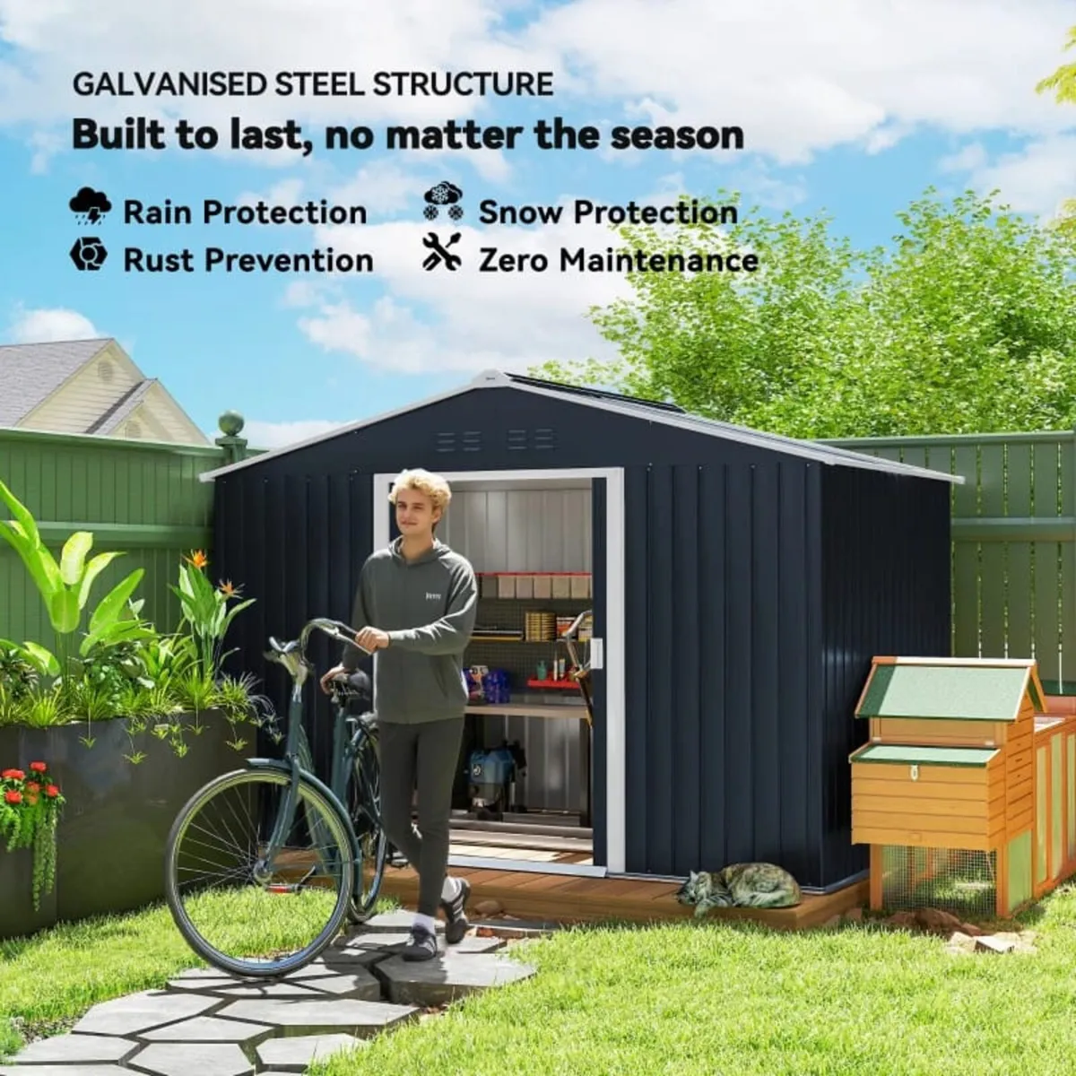 Metal Tool Shed with Sliding Doors and Ventilation - Image 4