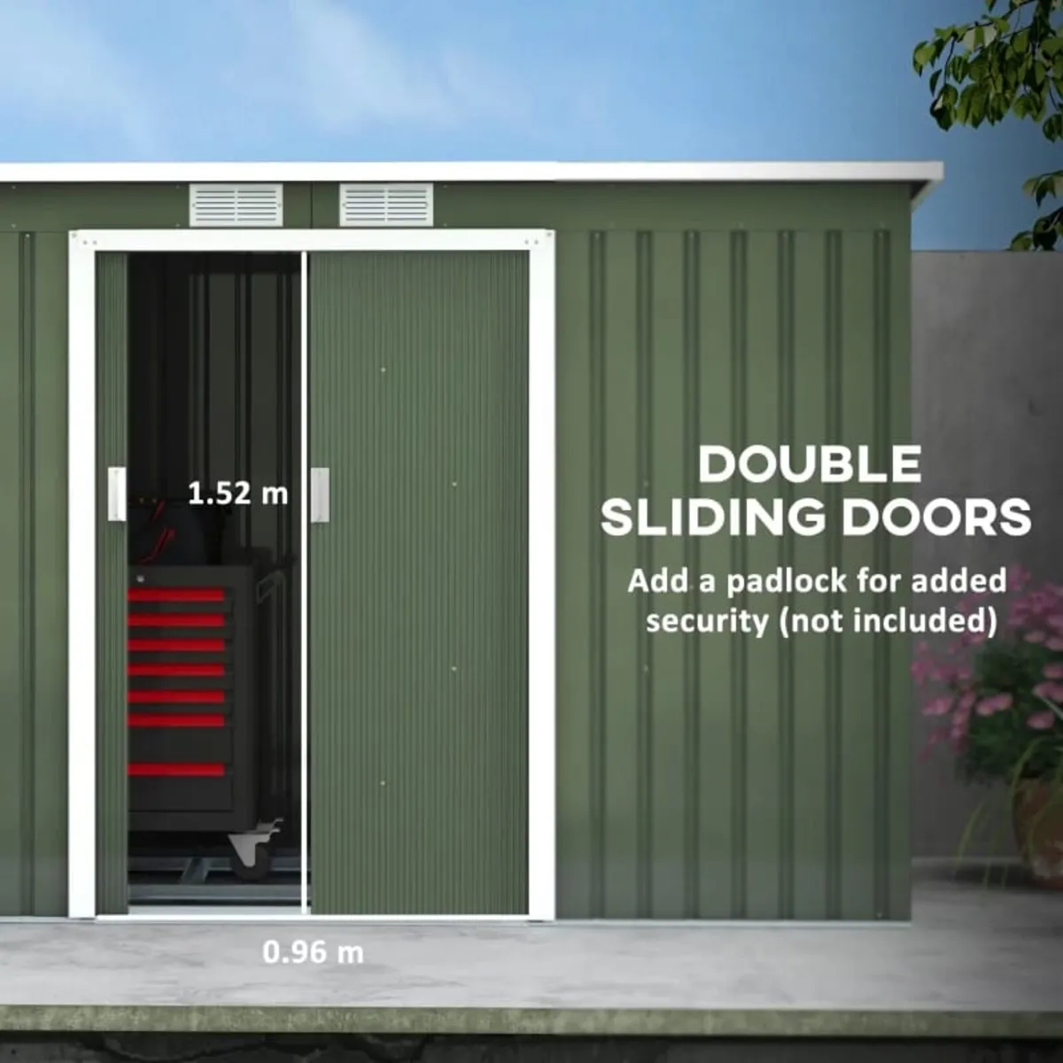 9 x 4 ft Metal Garden Storage Shed with Ventilatio - Image 4