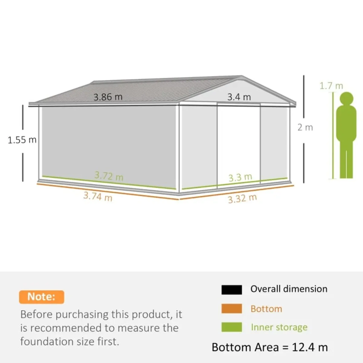 13 x 11ft Garden Metal Storage Shed, Outdoor Stora - Image 2