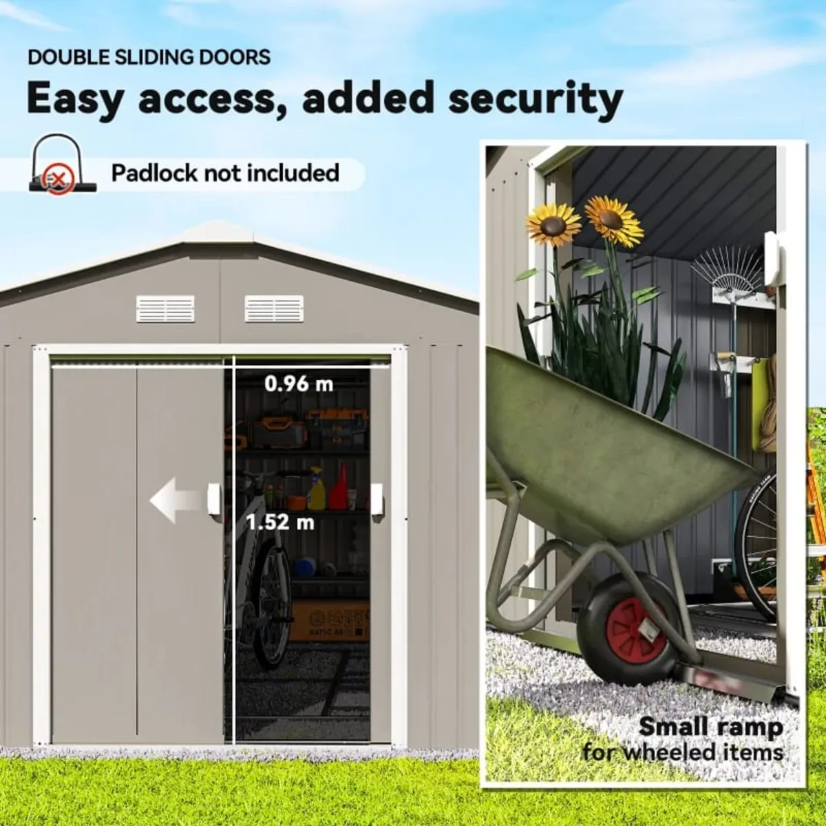 Warm Grey 13 x 11ft Large Lockable Metal Storage S - Image 4
