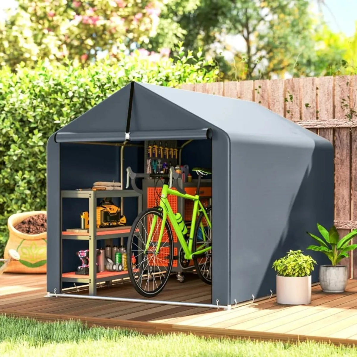 Garage tent 2.2 x 1.6 m Waterproof storage tent wi - Image 1