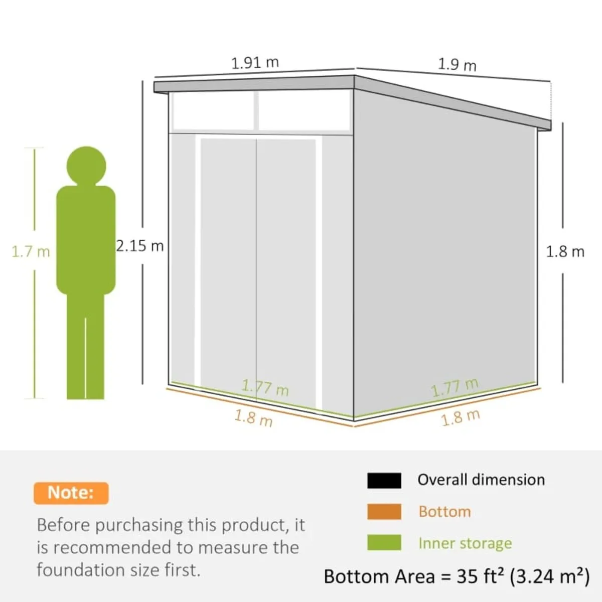 6 x 6ft Outdoor Storage Shed, Plastic Garden Shed - Image 2