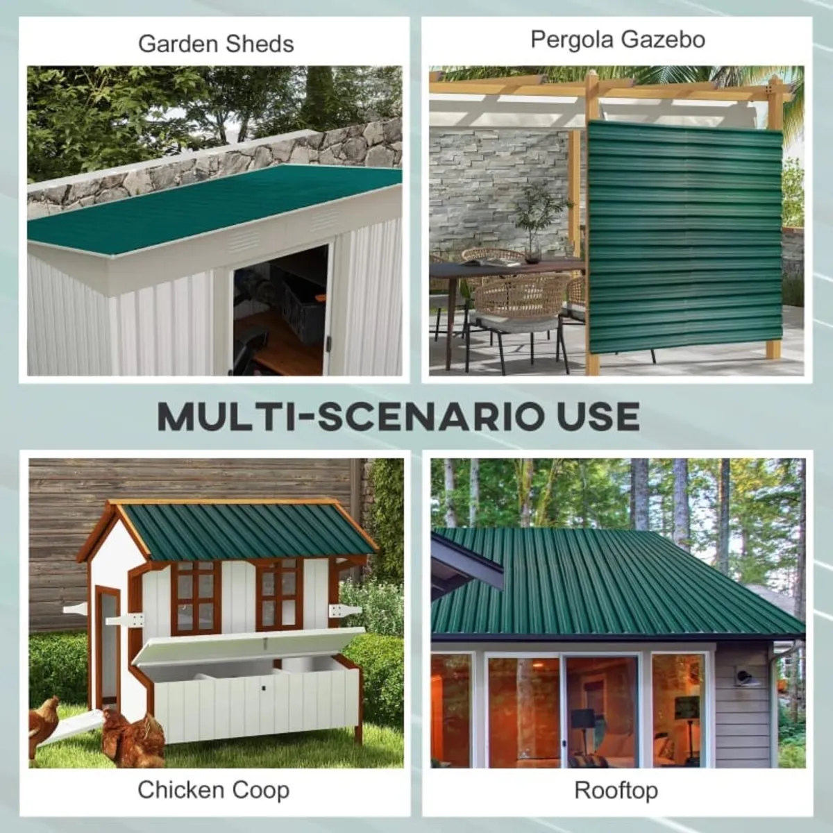 Set of 12 Corrugated Steel Roof Sheet Panels - Gre - Image 4