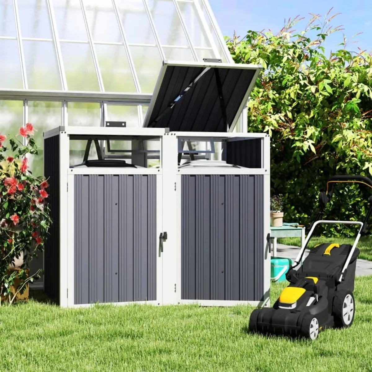 Shelter for 2 x 240 L Bins Outdoor Bin Cover 180° - Image 3