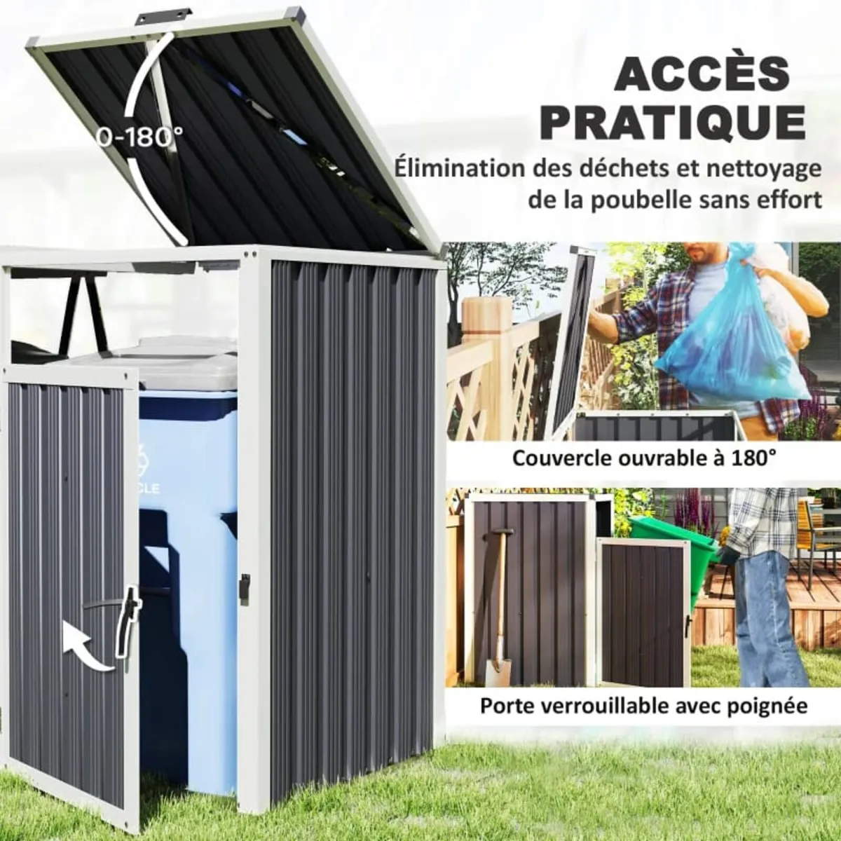 Shelter for 2 x 240 L Bins Outdoor Bin Cover 180° - Image 4