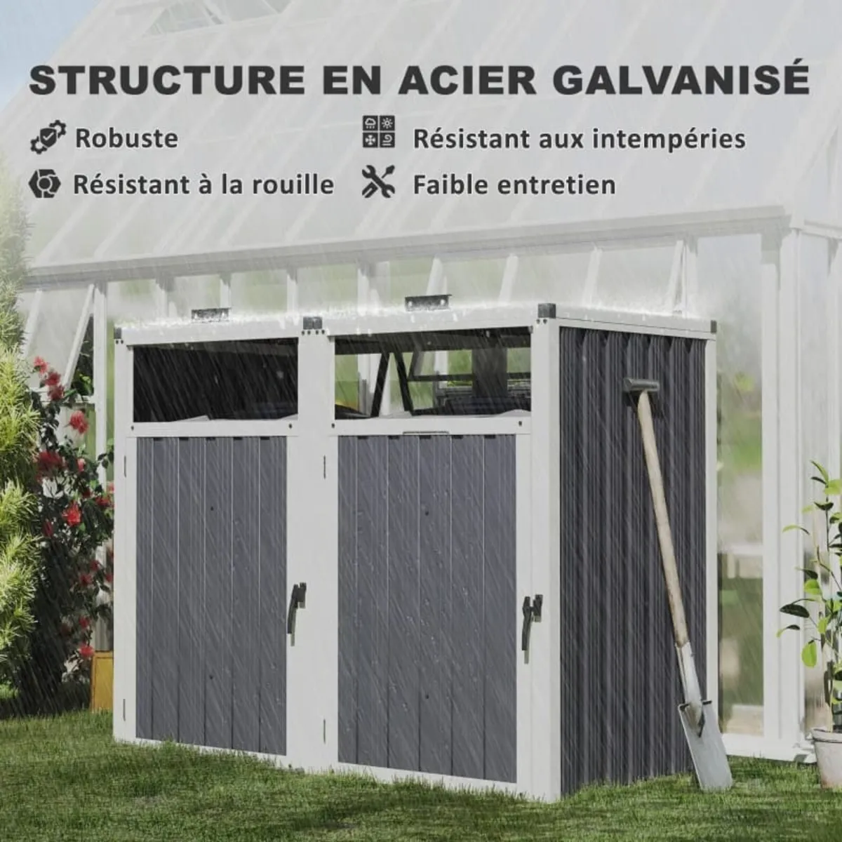 Shelter for 2 x 240 L Bins Outdoor Bin Cover 180° - Image 2