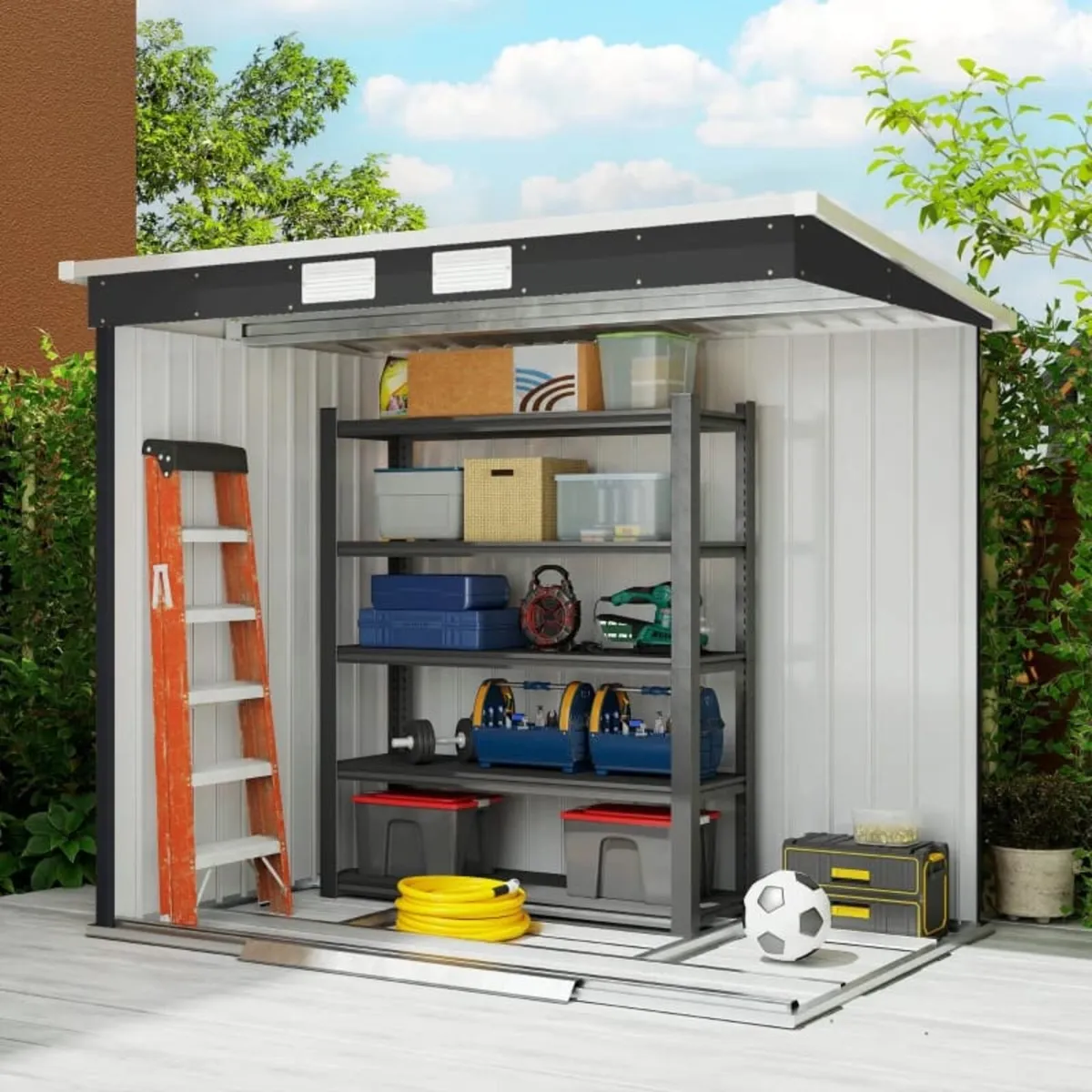 Storage shed with ventilation windows, sliding doo - Image 3