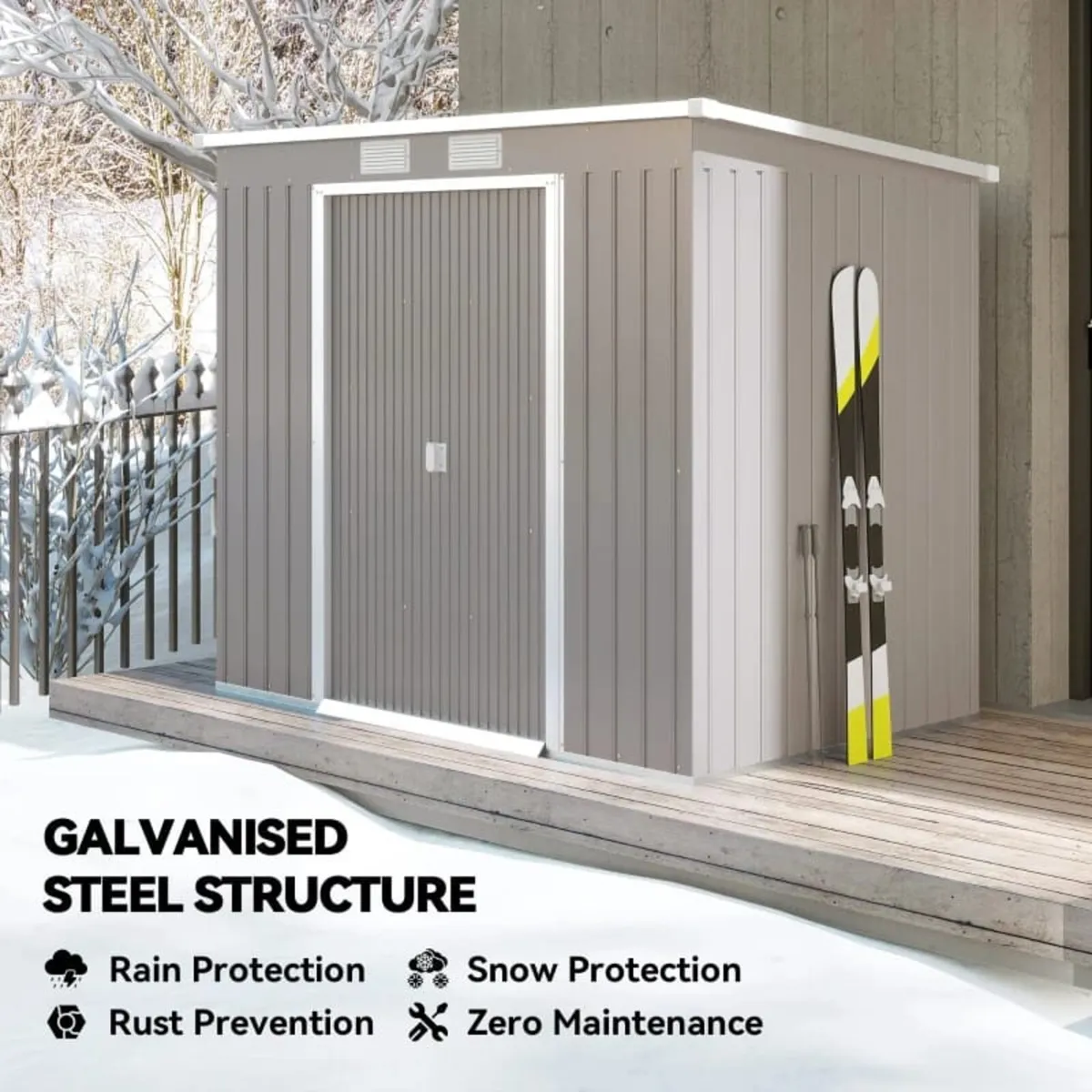 7 x 4ft Galvanised Steel Garden Shed, with Foundat - Image 2