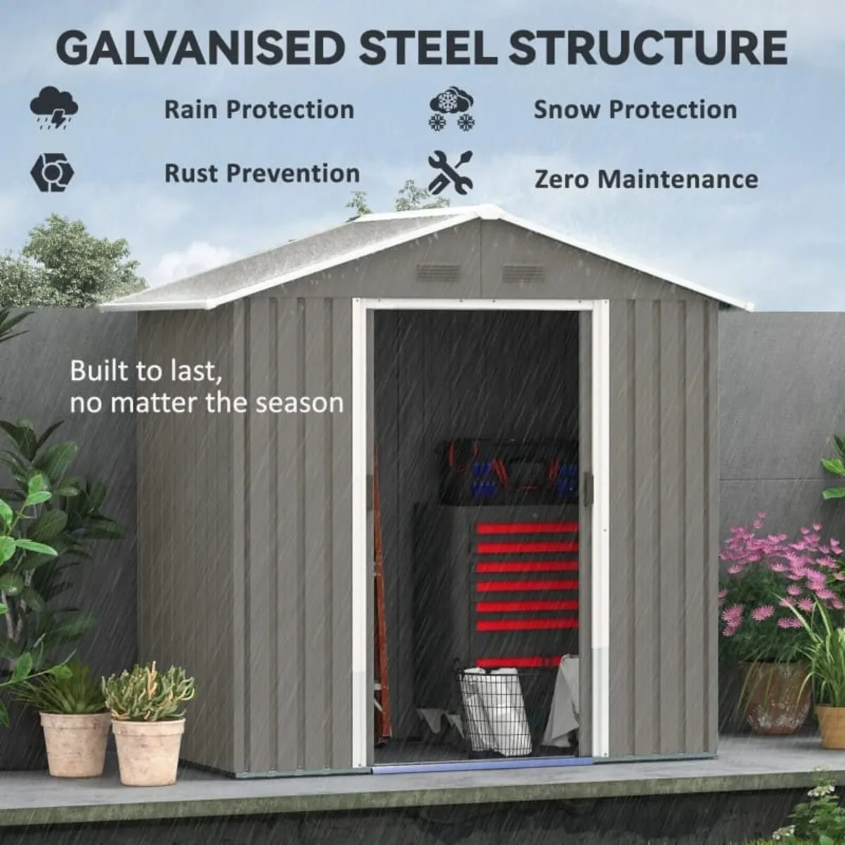 Outdoor Garden Shed Storage, Backyard Steel Utilit - Image 4