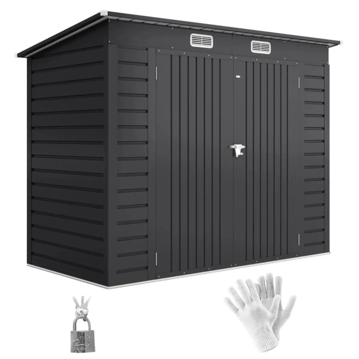 3.7 x 7.9ft Galvanised Steel Shed, with Latched Do - Image 3