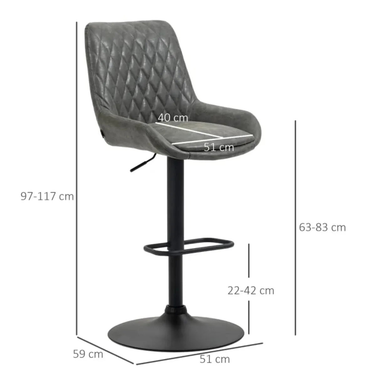 Bar stool Kitchen stool Designer stool, height-adj - Image 3