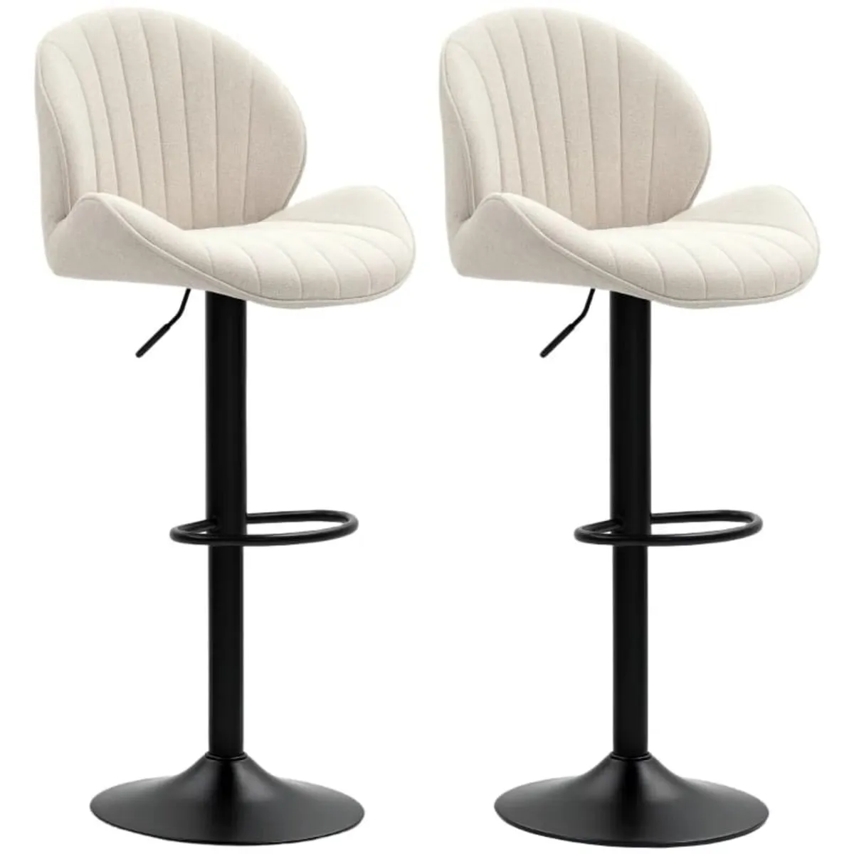2-Piece Bar Stool Set, Fabric Cover, Adjustable Se - Image 1