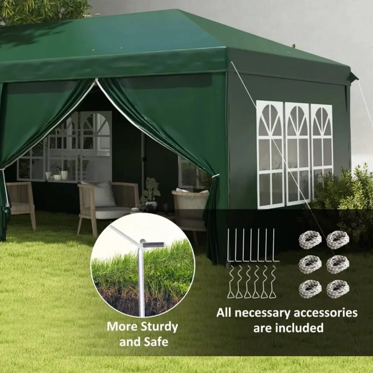 3 x 6m Pop-Up Gazebo, with Curtain Walls and Windo - Image 3
