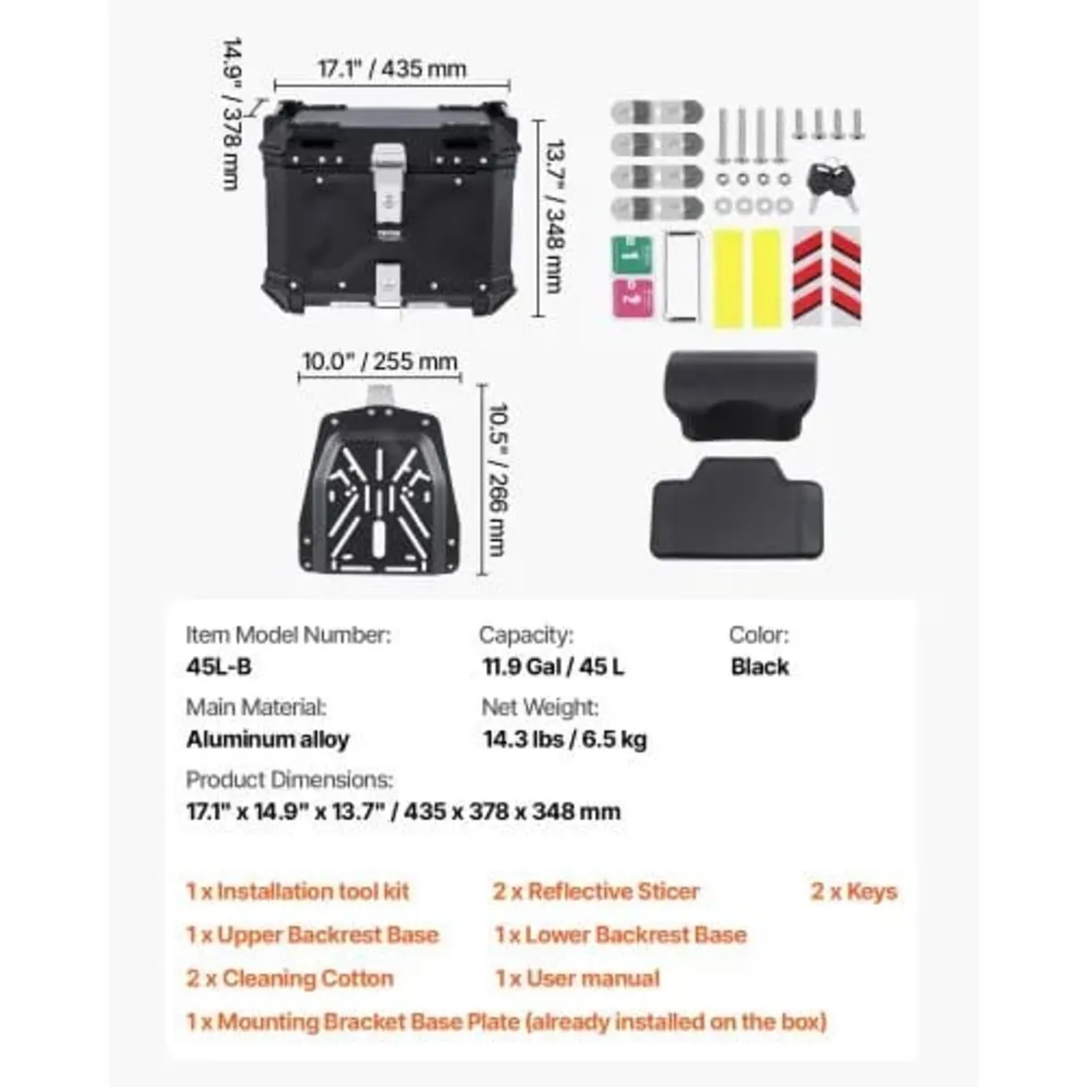 Universal Aluminum Alloy Motorbike Tail Box with L - Image 4