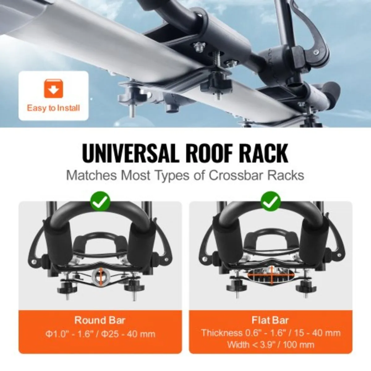 Kayak Roof Rack 1 Pair J-Bar, Soft Roof Rack, Top - Image 2